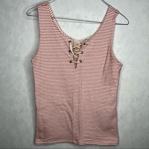 Red & White Hollister Stripe & Stretch Top